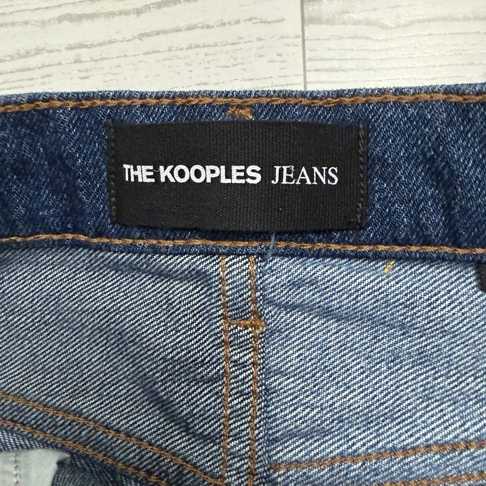 The Kooples Paris Patchwork Denim Mini Skirt Frayed Edge Size 2 - Picture 5 of 7